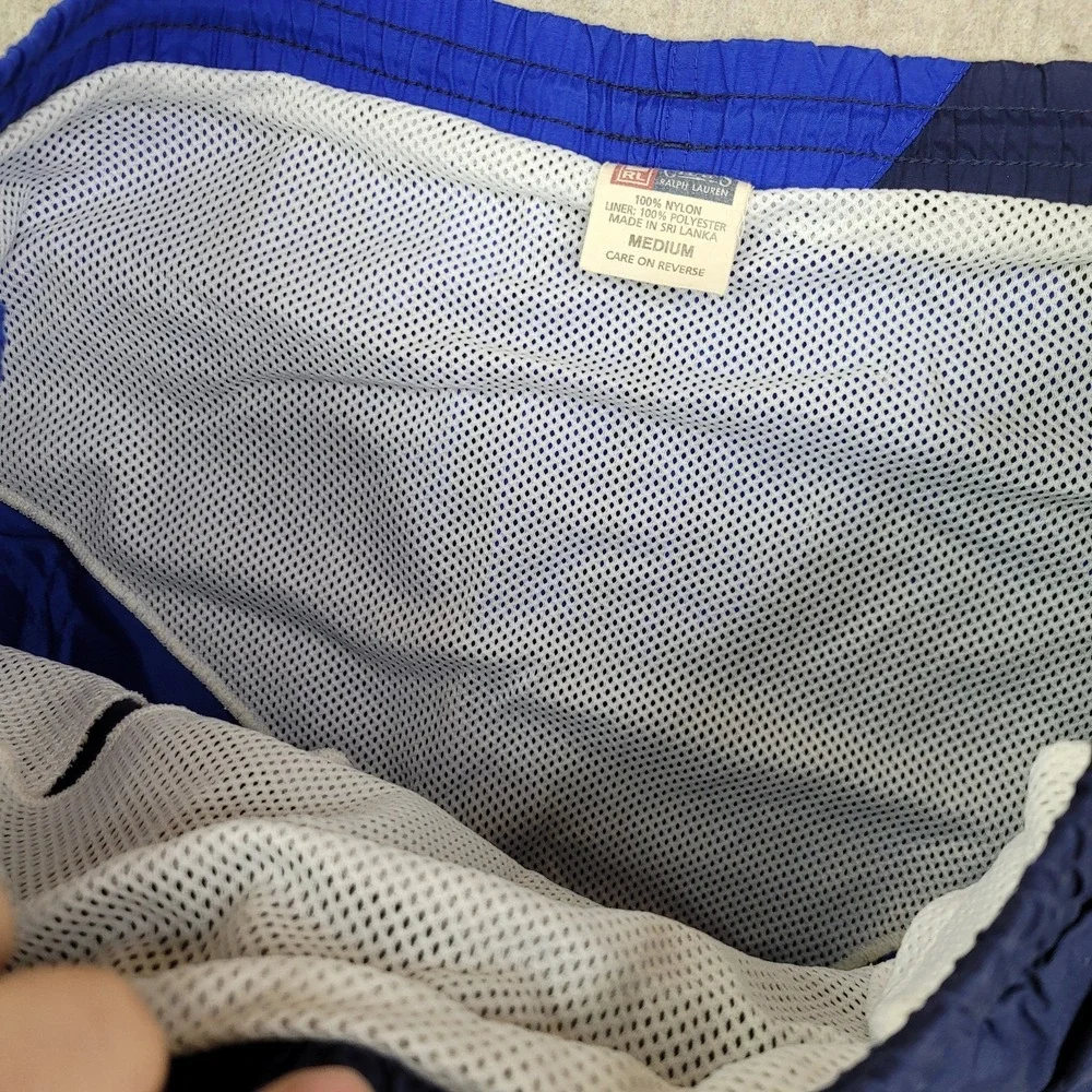 Vintage Chaps Ralph Lauren Swimming Trunks Mens M Blue Yellow Lined Drawstring‎